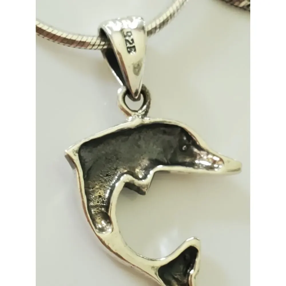 Vintage Dolphin Sterling Silver Necklace
